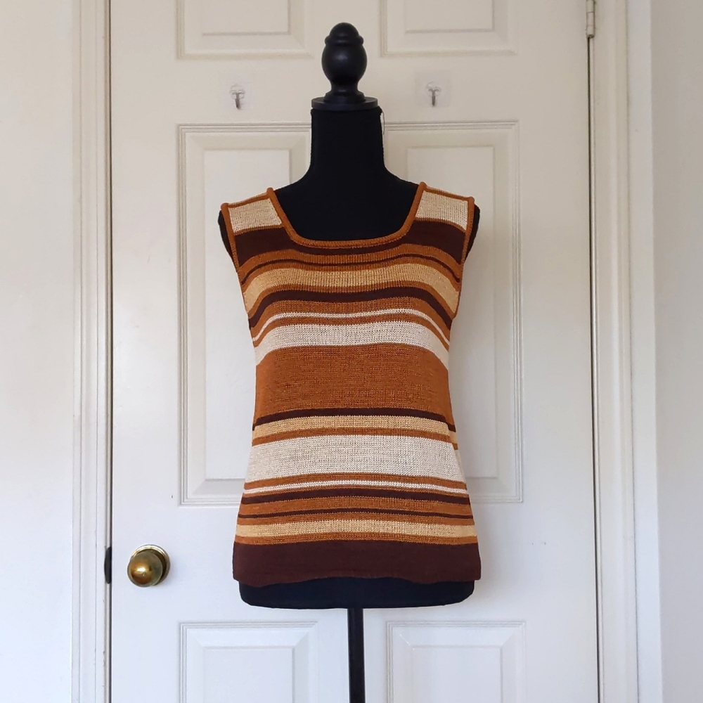 NWOT. JohnPaulRichard Multicolor Knit Stripe Vest.